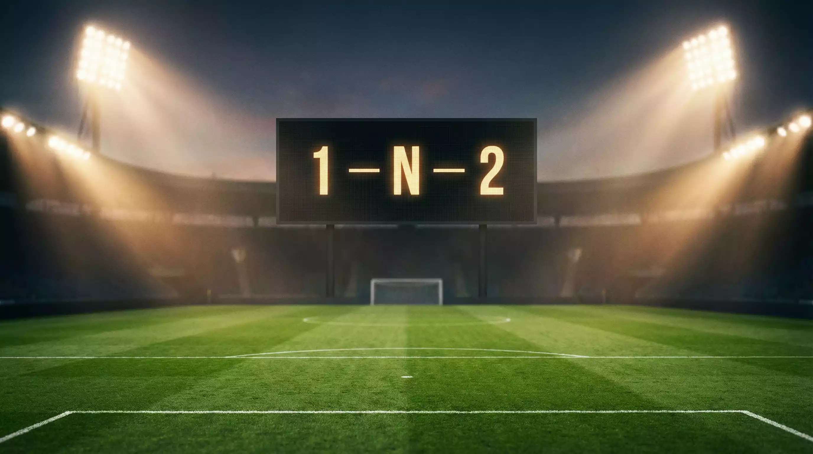 Tableau d'affichage de stade de football montrant les trois issues possibles d'un match 1N2